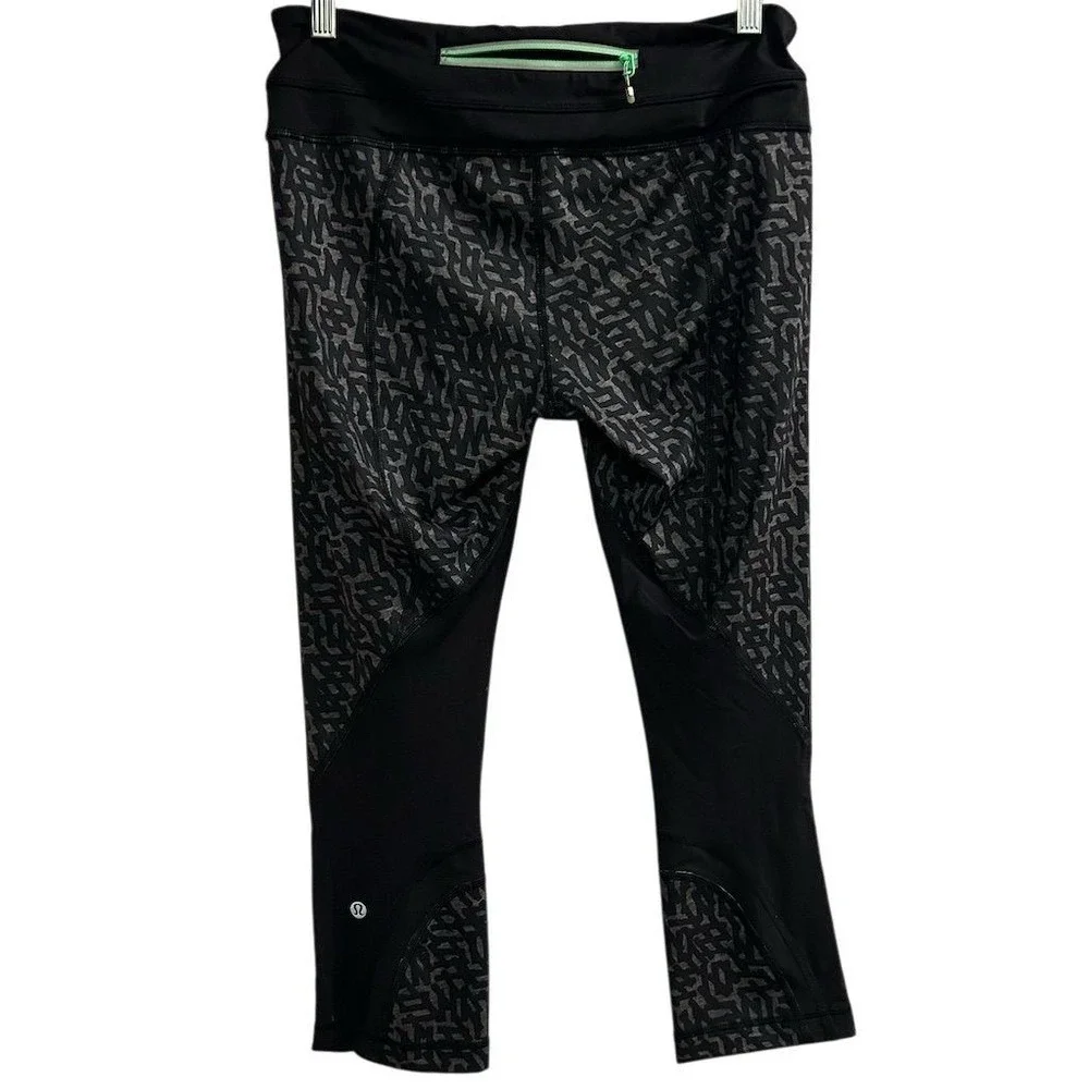 Lululemon Women's Black Inspire Crop Leggings Size 8 Running Yoga‎ Gym